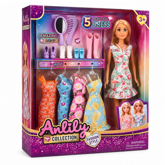 Anlily Кукла со фустани и модни додатоци
