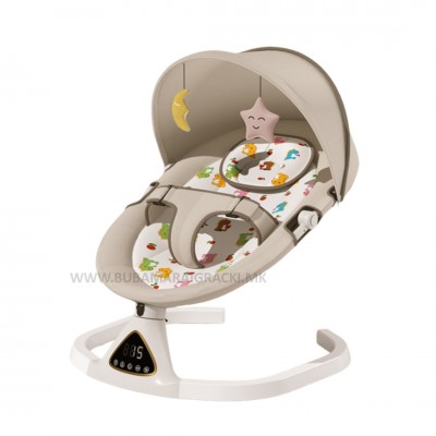 Бебешки релаксатор беж со bluetooth и далечинско