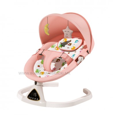 Бебешки релаксатор розов со bluetooth и далечинско