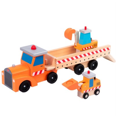 Дрвен Камион носач со Градежни Возила