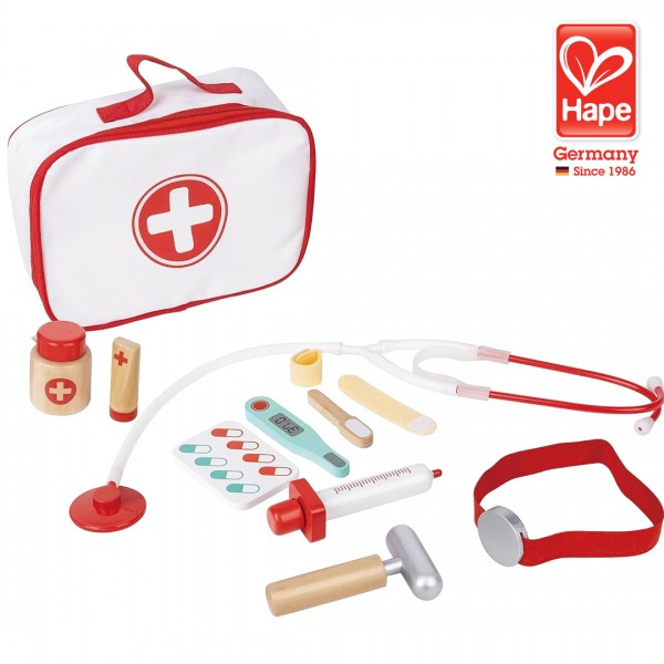 Hape - Дрвен доктор сет во торбичка 