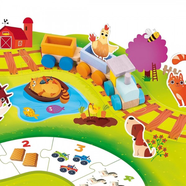 Carotina Lisciani -  Сложувалка фарма со дрвен воз