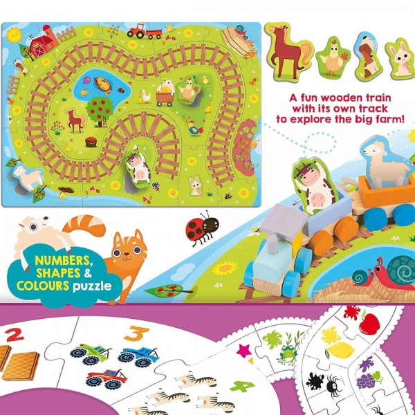 Carotina Lisciani -  Сложувалка фарма со дрвен воз