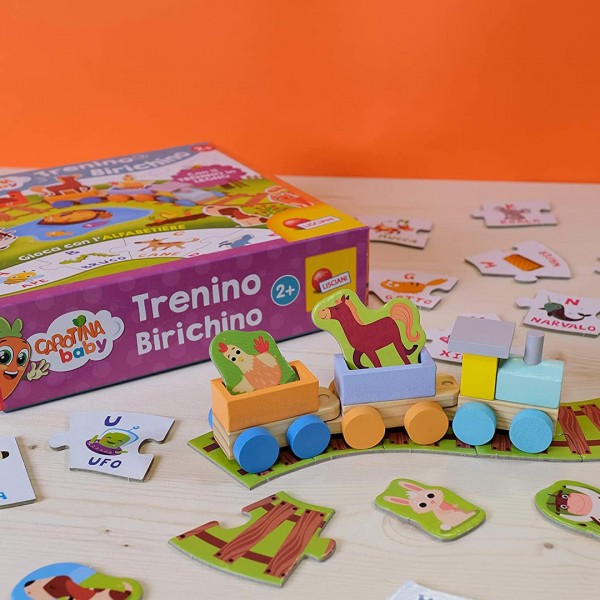 Carotina Lisciani -  Сложувалка фарма со дрвен воз