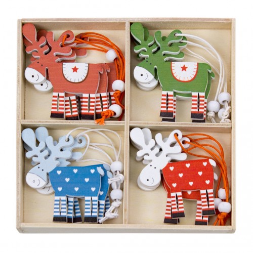 Дрвени Новогодишни украси - сет од 12